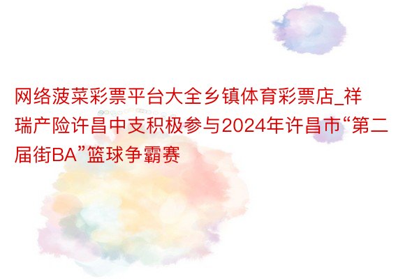 网络菠菜彩票平台大全乡镇体育彩票店_祥瑞产险许昌中支积极参与2024年许昌市“第二届街BA”篮球争霸赛