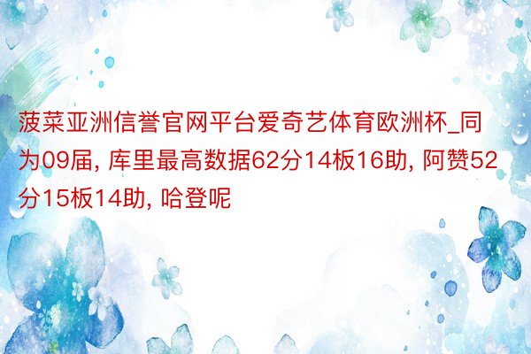 菠菜亚洲信誉官网平台爱奇艺体育欧洲杯_同为09届, 库里最高数据62分14板16助, 阿赞52分15板14助, 哈登呢