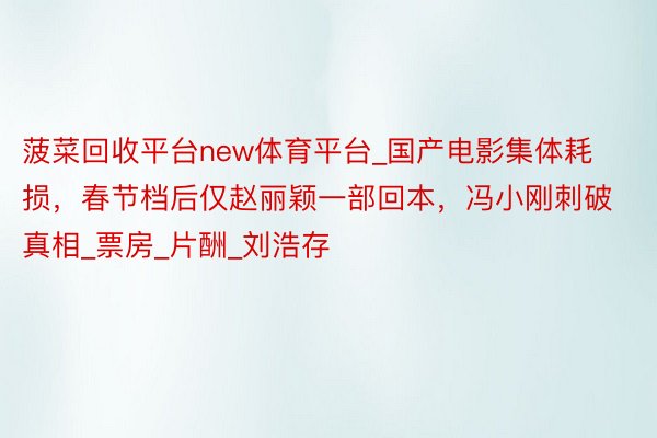菠菜回收平台new体育平台_国产电影集体耗损,春节档后仅赵丽颖一部回本,冯小刚刺破真相_票房_片酬_刘浩存